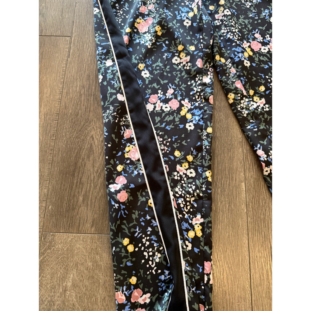 Laundry by Shelli Segal Floral Wide Leg Track Pants Black Side Stripe Small - Picture 4 of 11